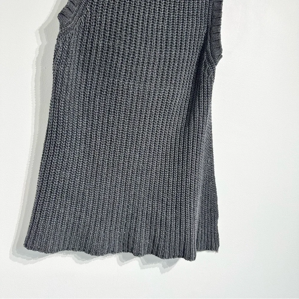 XCVI Chunky Knit Hi Low Cotton Sweater Vest sleeveless grey